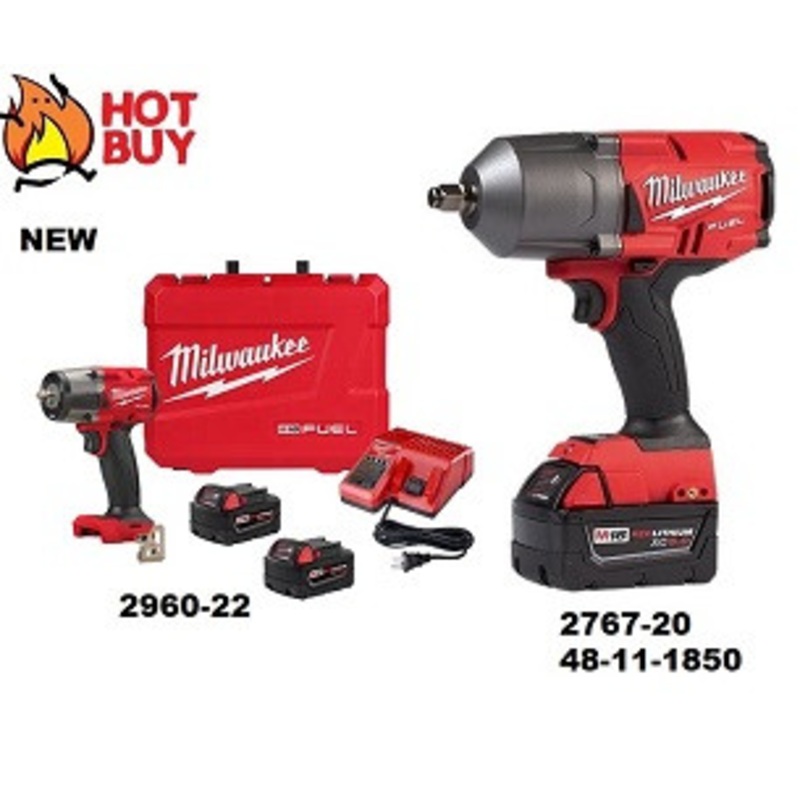 Milwaukee M18 High Torque 1/2 and 3/8 Impact 3 XC5 Battery Bundle – MWK2993EAGLE