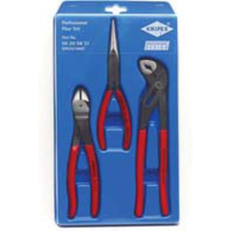 Knipex 3 Piece Pliers Set of Needle Alligator and Cutter Pliers – KX267488