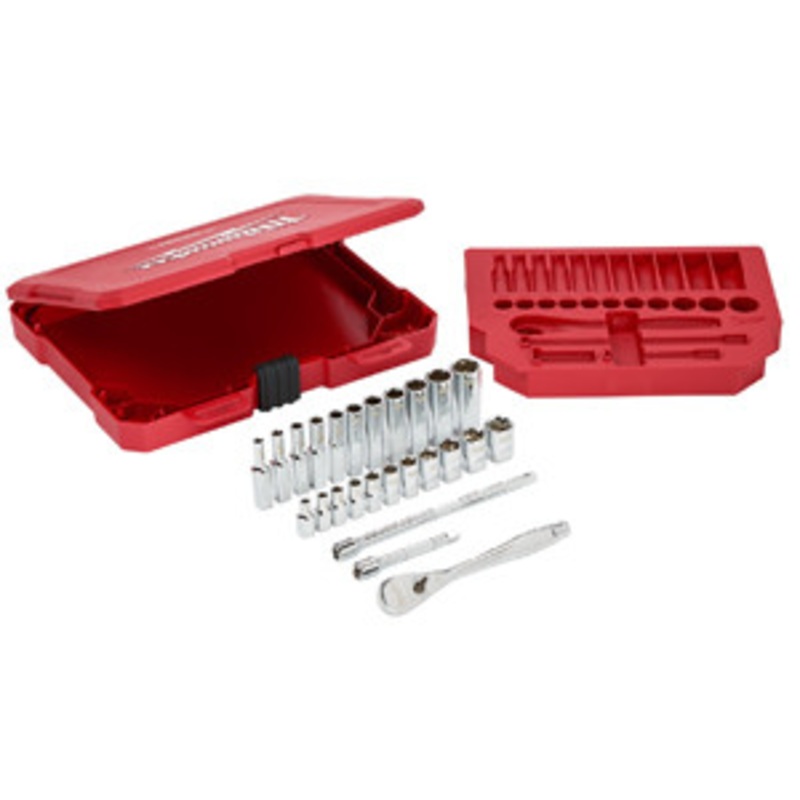 Milwaukee 1/4 Drive 26Pc SAE Ratchet & Socket Set – MWK48-22-9404
