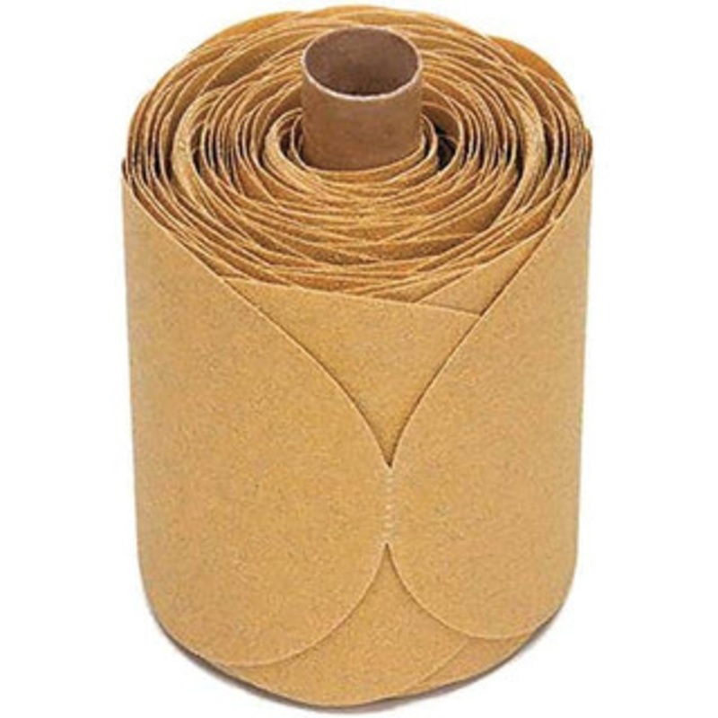 3M 5 Diam, 80 Grit FEPA, Aluminum Oxide Adhesive PSA Disc Medium Grade, Gold, A Weighted Backing, Flexible, Use with Random Orbital Sanders 7000028124 – 01209303