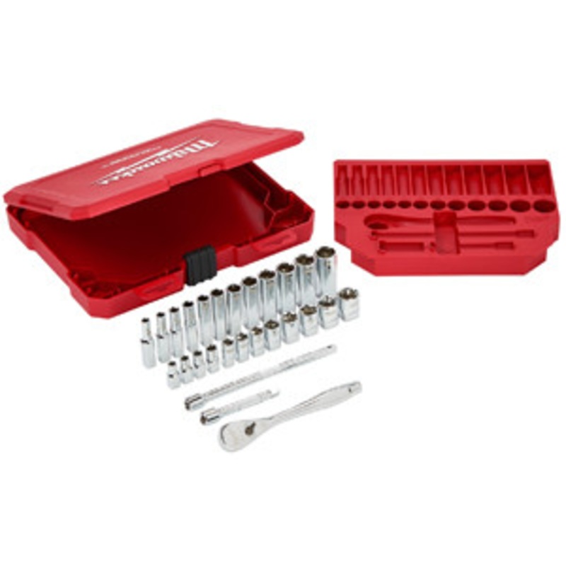 Milwaukee 1/4 Drive 28Pc Metric Ratchet & Socket Set – MWK48-22-9504