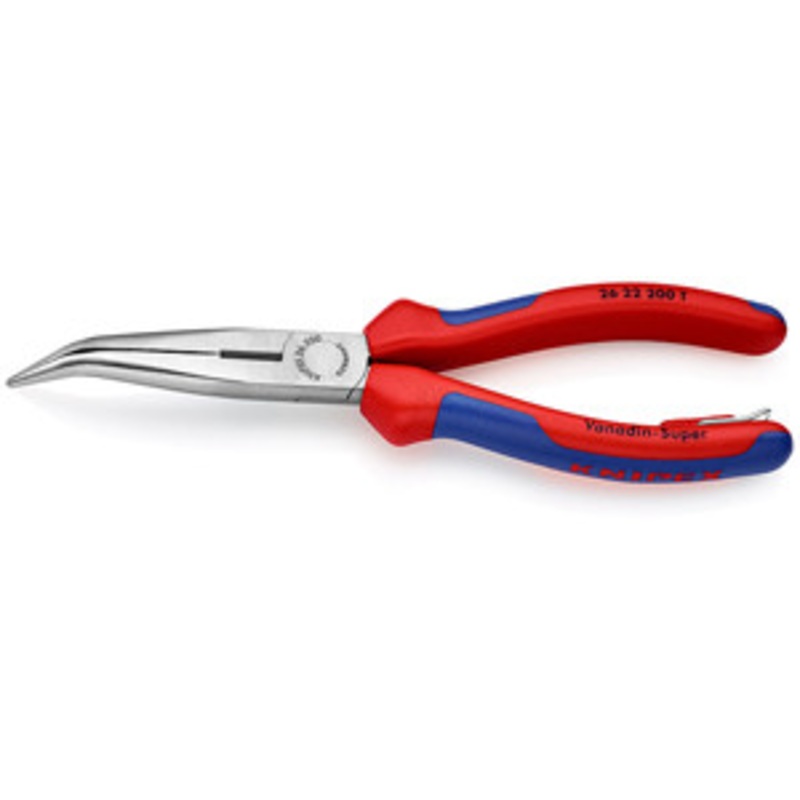Knipex 8 Angled Long Nose Pliers with Cutter – Comfort Grip – KX2622200