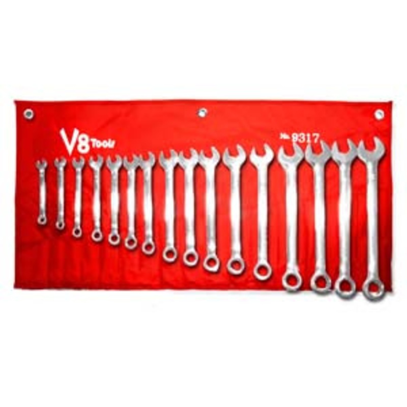 V8 Tools 17 Piece Metric Standard Length Combo Wrench Set – VT9317