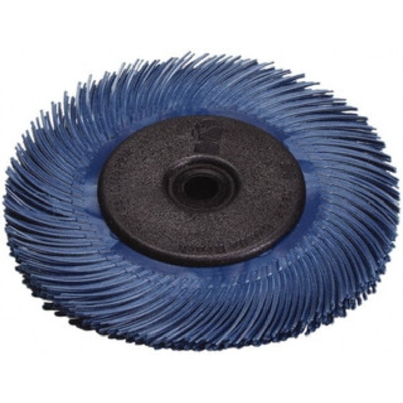 3M 6 Diam, 7/16 Max Face Width, Plain Hole Radial Bristle Brush 400 Grit, Super Fine Grade, 10,000 Max RPM, Blue 7000021284 – 76793124