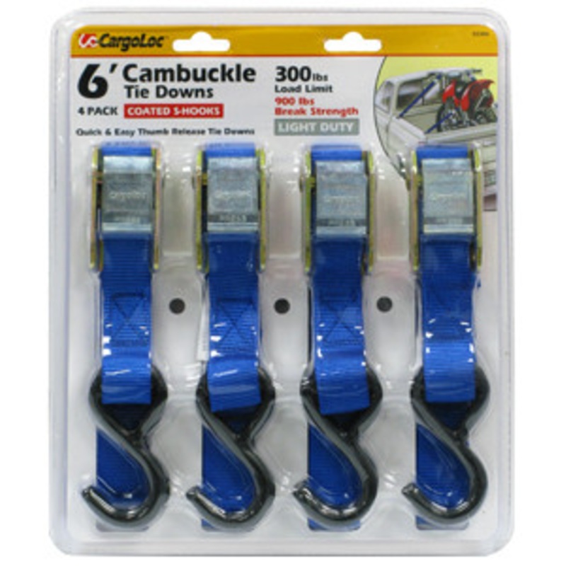CargoLoc 1 x 6 ft x 900 lbs – S-Hooks – Cambuckle Tie Downs – CK52306