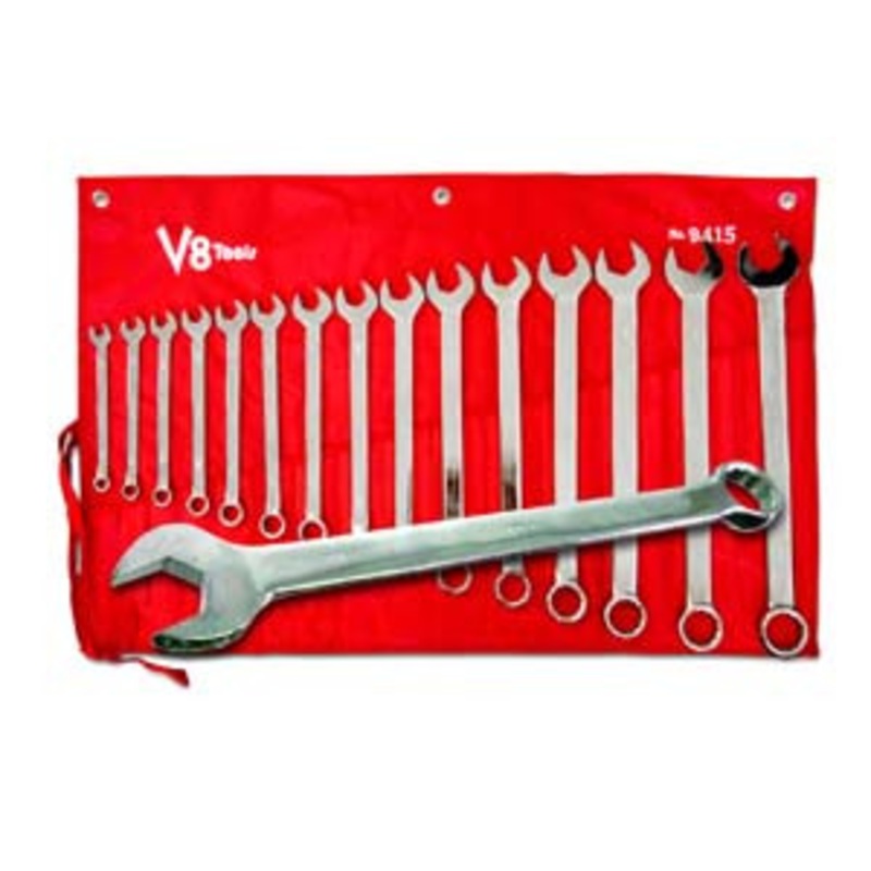 V8 Tools 15 Piece SAE Long-Pattern Combo Wrench Set – VT9415