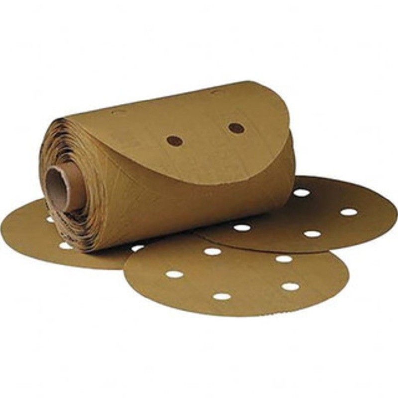 3M 6 Diam, 320 Grit FEPA, Aluminum Oxide Adhesive PSA Disc Extra Fine Grade, Gold, A Weighted Backing, Flexible, Use with Random Orbital Sanders 7000028241 – 01209568