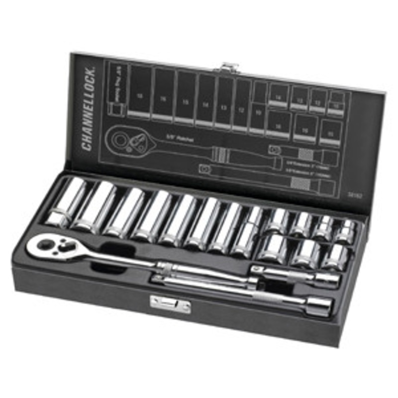 ChannelLock 18pc 3/8 Drive Metric Socket & Ratchet Set – CL38182