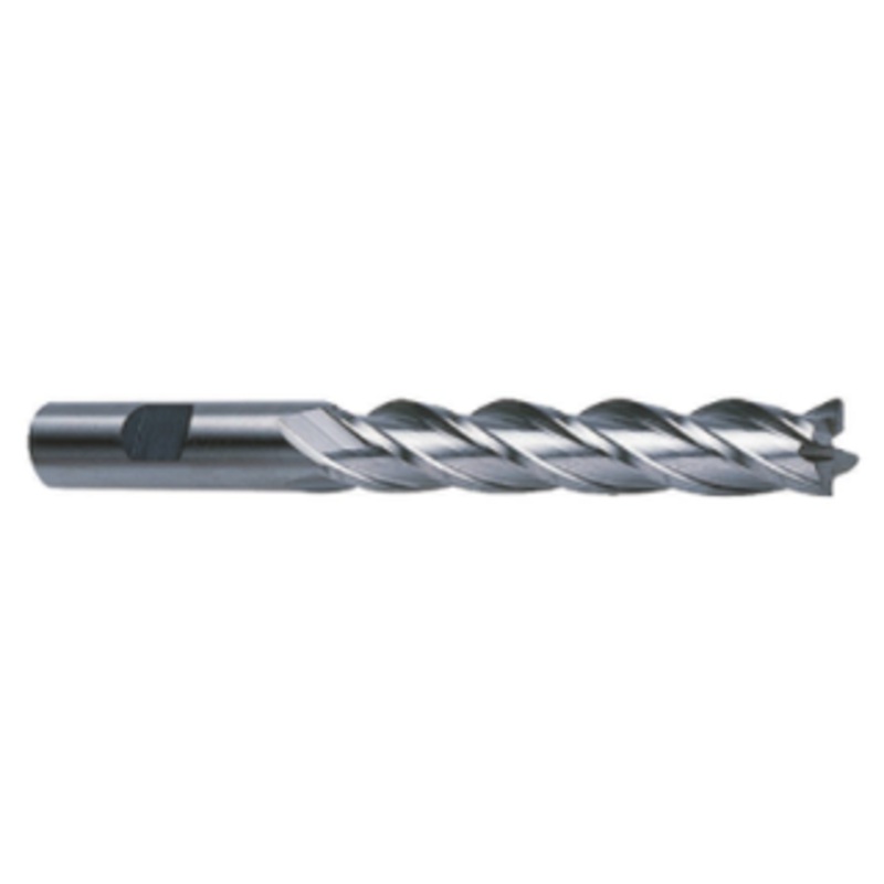 Precise 4 Flute Extra Long High Speed Steel Finishing End Mill, 1/4 Size, 3/8 Shank Diameter, 1-3/4 Length of Cut, 3-9/16 OAL