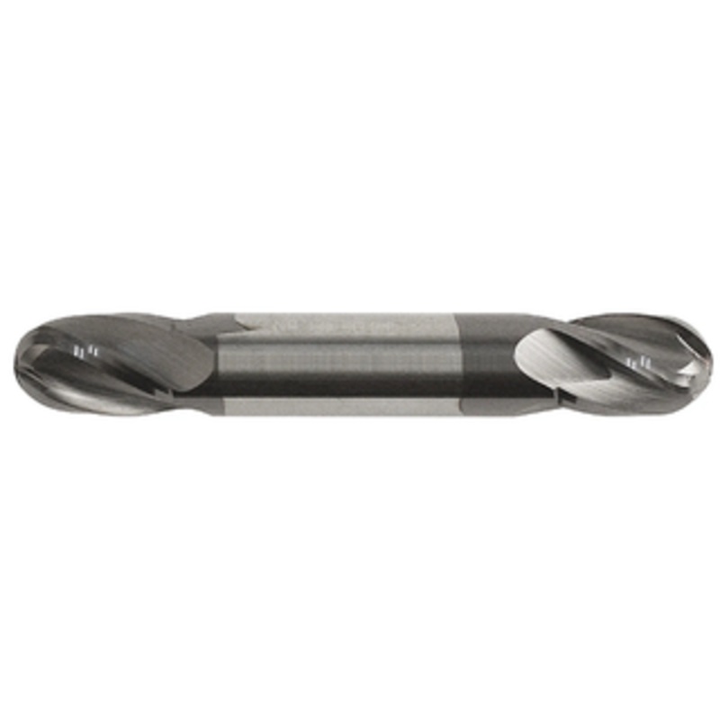Rushmore USA 4 Flute Solid Carbide ALTiN Coated Ball Nose Double End Mill, 1/2 Size, 1/2 Shank Diameter, 5/8 Flute Length, 3 Overall Length