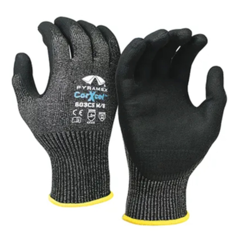 Pyramex Corxcel HPPE Liner Micro-Foam Nitrile Black Gloves – Medium (8) Size – GL603C5M