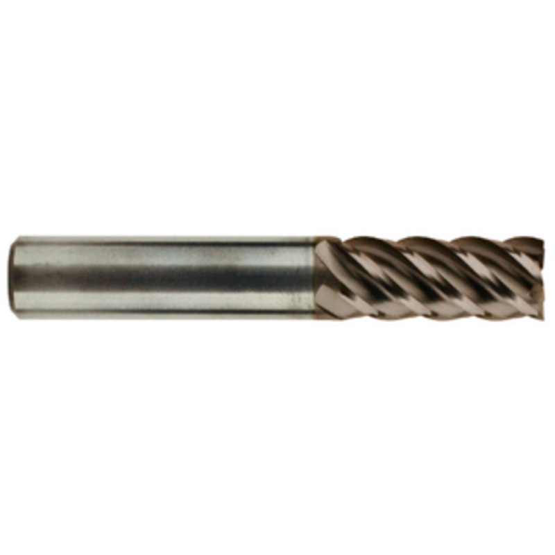 T&O 5 Flute SuperCEED Solid Carbide TiCN Coated 45 Helix Regular Single End Mill, 7/16 Size & Shank Diameter, 1 Length of Cut, 2-3/4 Overall Length