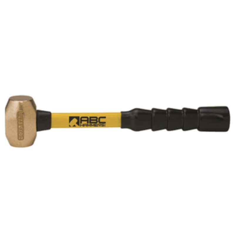 ABC Hammers 12 Fiberglass Handle Brass Striking Hammer, 1-1/2 Face Diameter, 2 lbs. Head Weight, 14 OAL – ABC2BFB