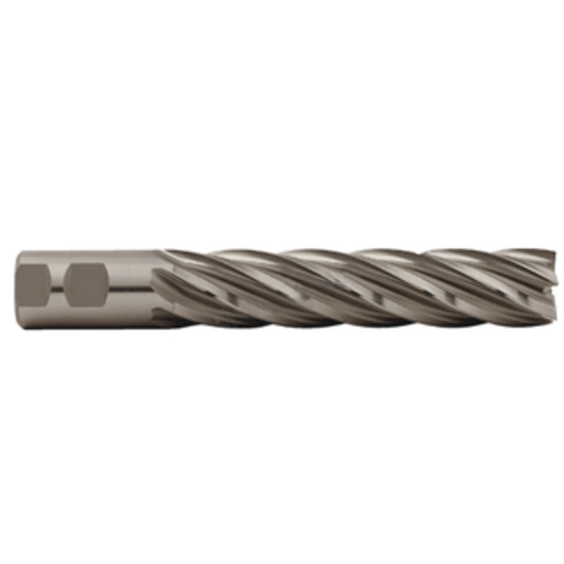 Precise 6 Flute Extra Long H.S.S. Non-Center Cut Finishing End Mill, 1-1/4 Size, 1-1/4 Shank Diameter, 6 Length of Cut,  8-1/2 OAL