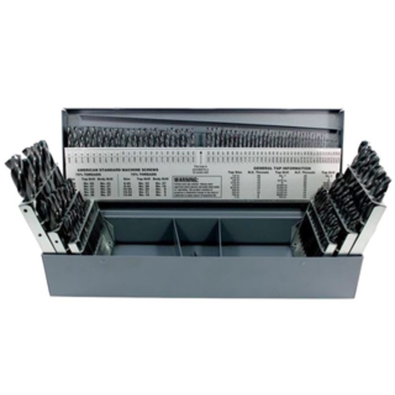 Rushmore USA 115 Piece HSS Screw Machine Stub Length Drill Set, 1/16 to 1/2 by 64ths, #1 to #60, A to Z – RM115B