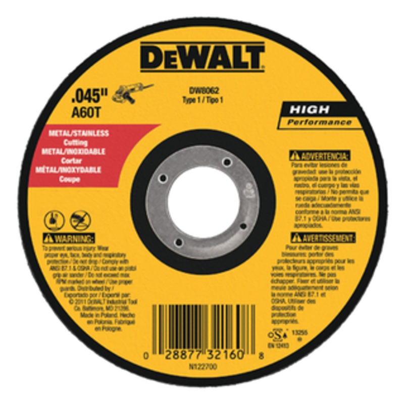 DeWALT High Performance Flat Cut-Off Wheel, Type 1, 5 Diameter