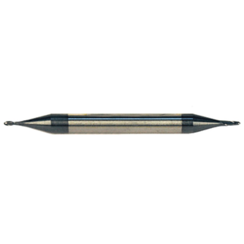 Rushmore USA 2 Flute Solid Carbide AlTiN Coated Ball Nose Double End Mill, 1/32 Size, 1/8 Shank Diameter, 1/16 Length of Cut, 1-1/2 Overall Length