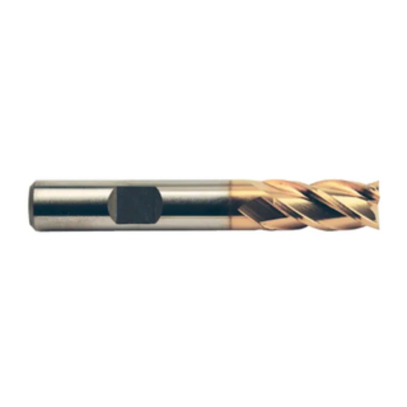 Weldon Tool M42 8% Cobalt TiN Coated 4 Flute Single End Mill, 7/16 Size, 3/8 Shank Diameter, 1 Length of Cut, 2-11/6 Overall Length