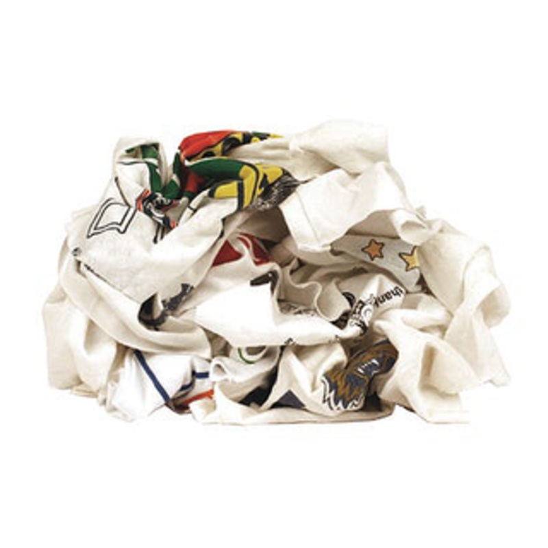 Precise Reclaimed White T-Shirt w/Print Rags, 25 lbs. – R-W6000-CTN