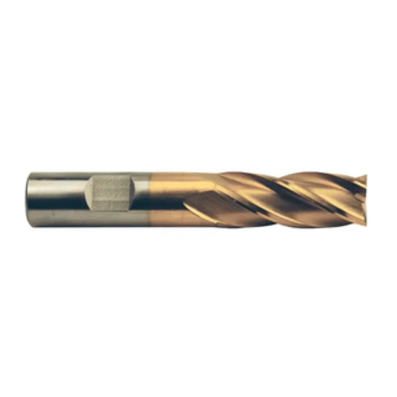 Precise 4 Flute TiN Coated H.S.S. General Single End Mill, 5/8 Size, 5/8 Shank Diameter, 1-5/8 Length of Cut, 3-3/4 Overall Length