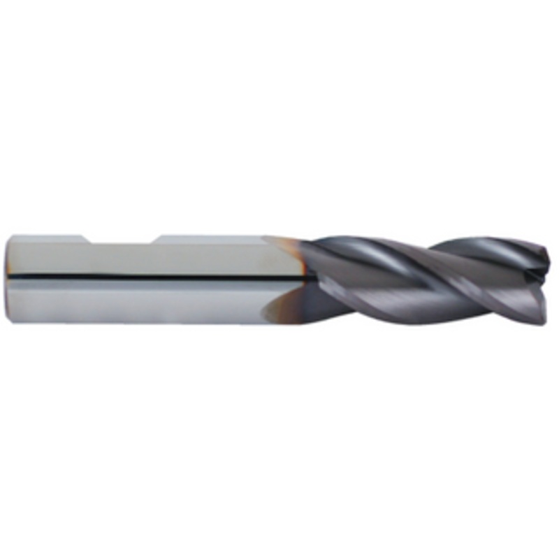Niagara Cutter ELITE Series 3 Flute Solid Carbide AlTiN Coated Single End Mill, 1/2 Size & Shank Dia., 1-1/4 Length of Cut, .030-.035 Corner Radius, 3 Overall Length