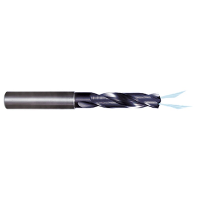 Rushmore USA Solid Carbide AlTiN 5XD Coolant Thru Jobbers Drill, 1/2 Size, 0.5 Decimal Size, 0.5512 Shank Diameter, 3.031 Flute Length, 4.88 Overall Length