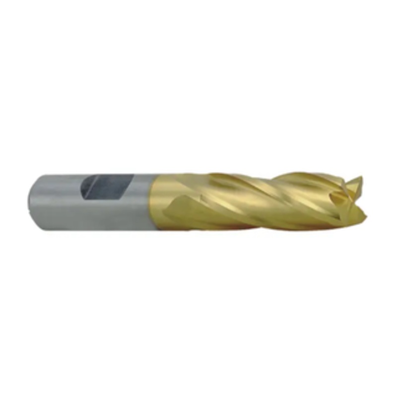 Precise 4 Flute TiN Coated H.S.S. General Single End Mill, 5/16 Size, 3/8 Shank Diameter, 3/4 Length of Cut, 2-1/2 Overall Length
