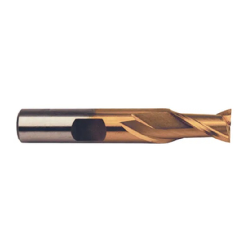 Precise 2 Flute H.S.S. TiN Coated Finishing Single End Mill, 1/2 Size, 1/2 Shank Diameter, 1 Length of Cut, 3 Overall Length