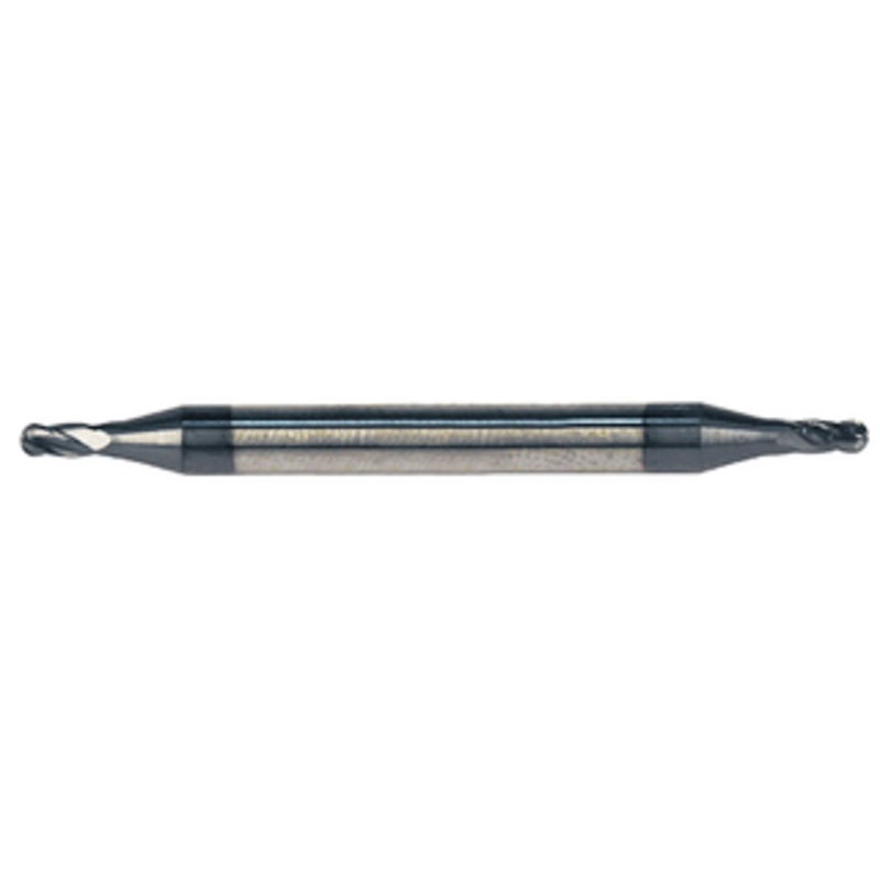 Rushmore USA 4 Flute Solid Carbide ALTiN Coated Ball Nose Double End Mill, 3/32 Size, 1/8 Shank Diameter, 3/16 Flute Length, 1-1/2 Overall Length