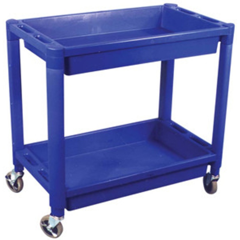 Astro Pneumatic Heavy Duty Plastic 2 Shelf Utility Cart – Black Color – AO8330
