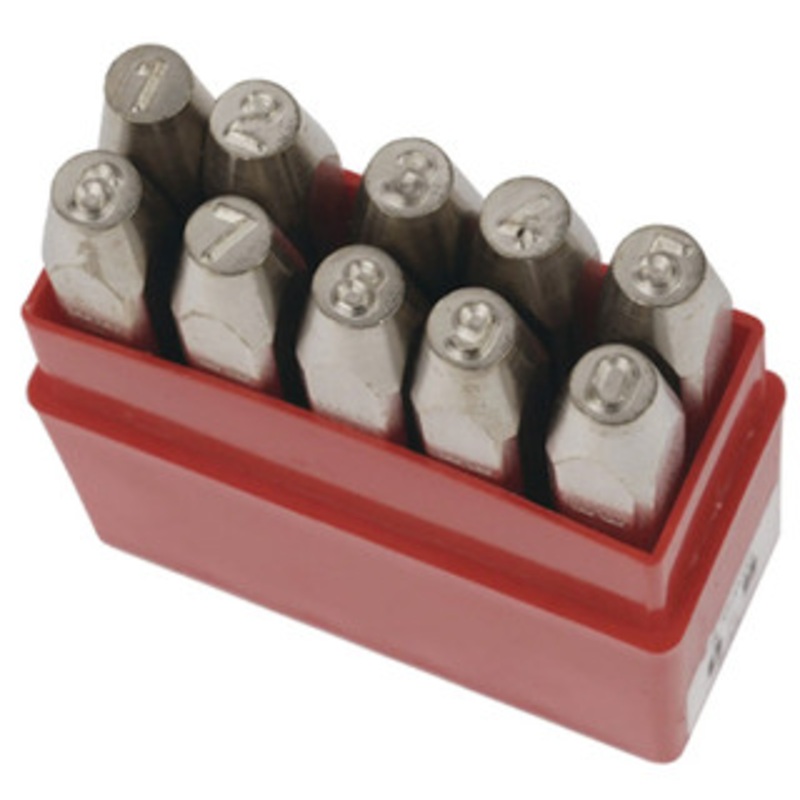 Pryor Premium Grade Reverse Hand Stamp Number Set, 3/16 Character Size