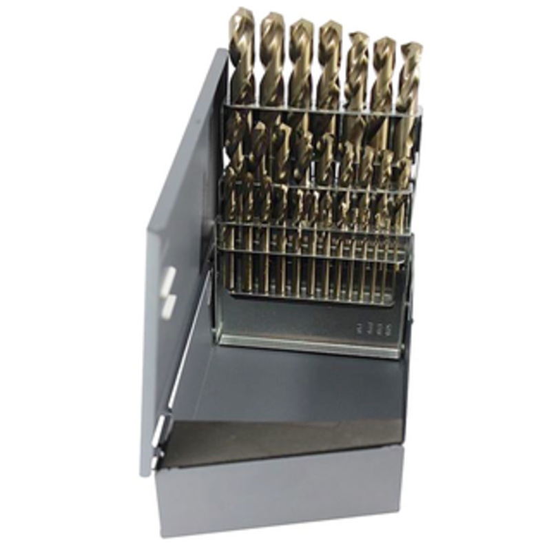 Rushmore USA 29 Piece Cobalt Screw Machine Stub Length Drill Set, 1/16 to 1/2 by 64ths – RM29CO