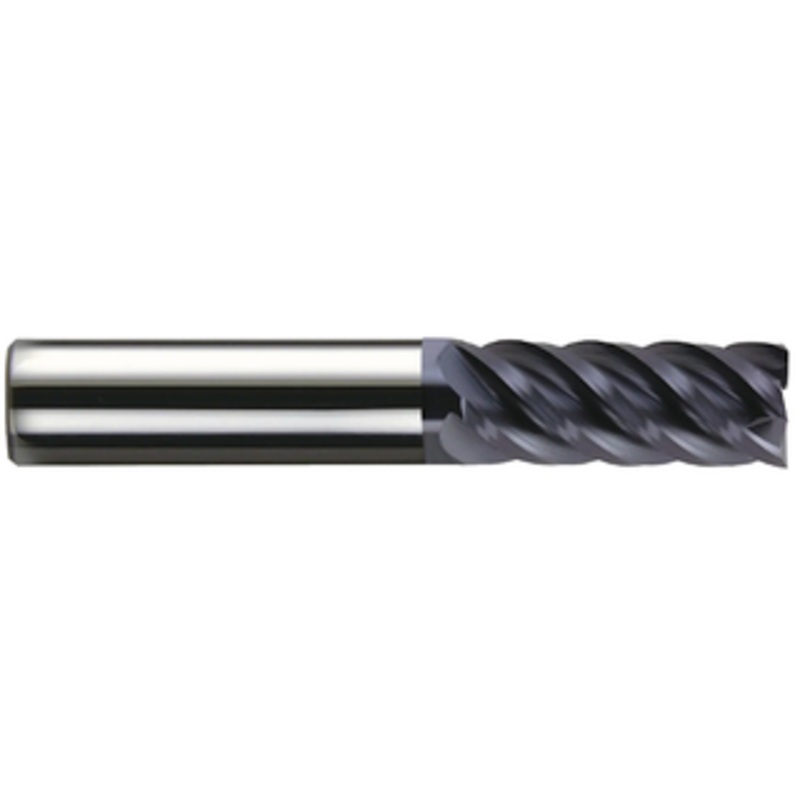 Rushmore USA 5 Flute Solid Carbide Variable Flute nACo Coated Single End Mill, 1/4 Size & Shank Diameter, 3/4 Length of Cut, 2-1/2 Overall Length, .020 Corner Radius