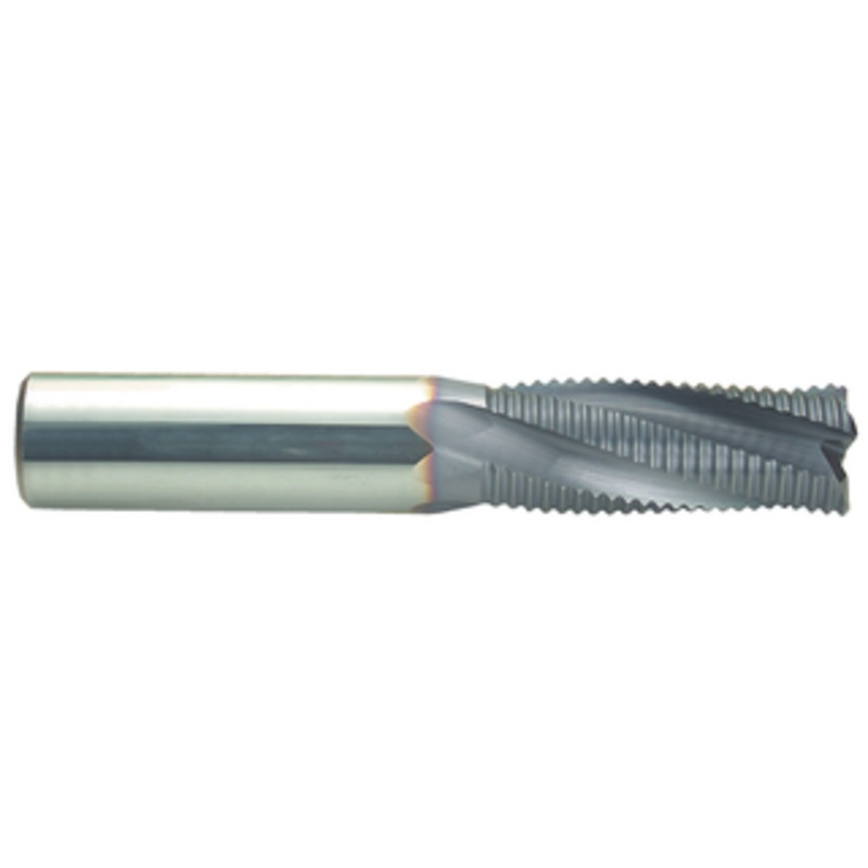 Niagara Cutter ELITE Series 4 Flute Solid Carbide AlTiN Coated Roughing End Mill, 1/4 Size & Shank Diameter, 3/4 Length of Cut, 0.020 Chamfer Corner, 2-1/2 Overall Length