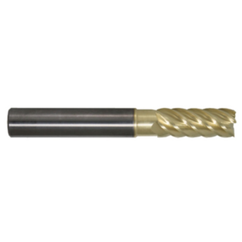 Promax 6 Flute Variable Helix ZrN Coated Single End Mill, 1/4 Size & Shank Dia., 5/8 Length of Cut, 1-5/8 Reach, .240 Neck Dia., 3 Overall Length