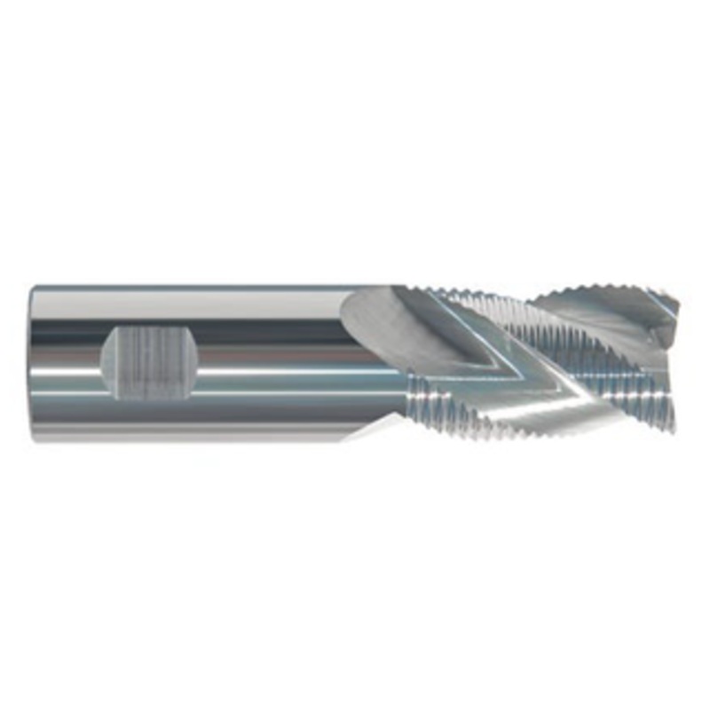 Rushmore USA 3 Flute Solid Carbide Coarse Pitch Roughing Single End Mill, 3/4 Size, 1-5/8 Length of Cut, .025 Chamfer, 4 Overall Length