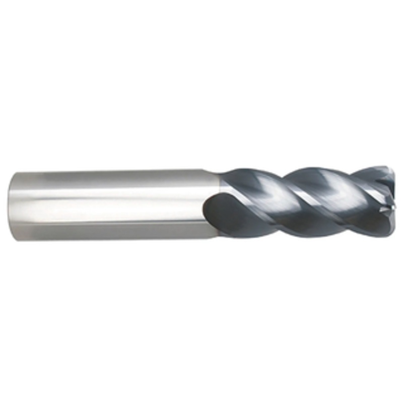 Niagara Cutter 4 Flute Stabilizer AlTiN Coated Carbide Single End Mill, 1/4 Size & Shank Diameter, 1/2 Length of Cut, .020 Corner Radius, 2-1/2 Overall Length