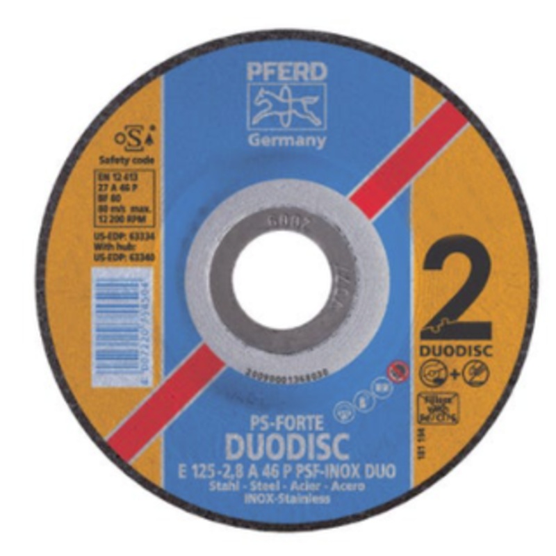 PFERD Duodisc Depressed Center Wheel, 4-1/2 Dia. 5/8-11 Hole Dia. – 63326