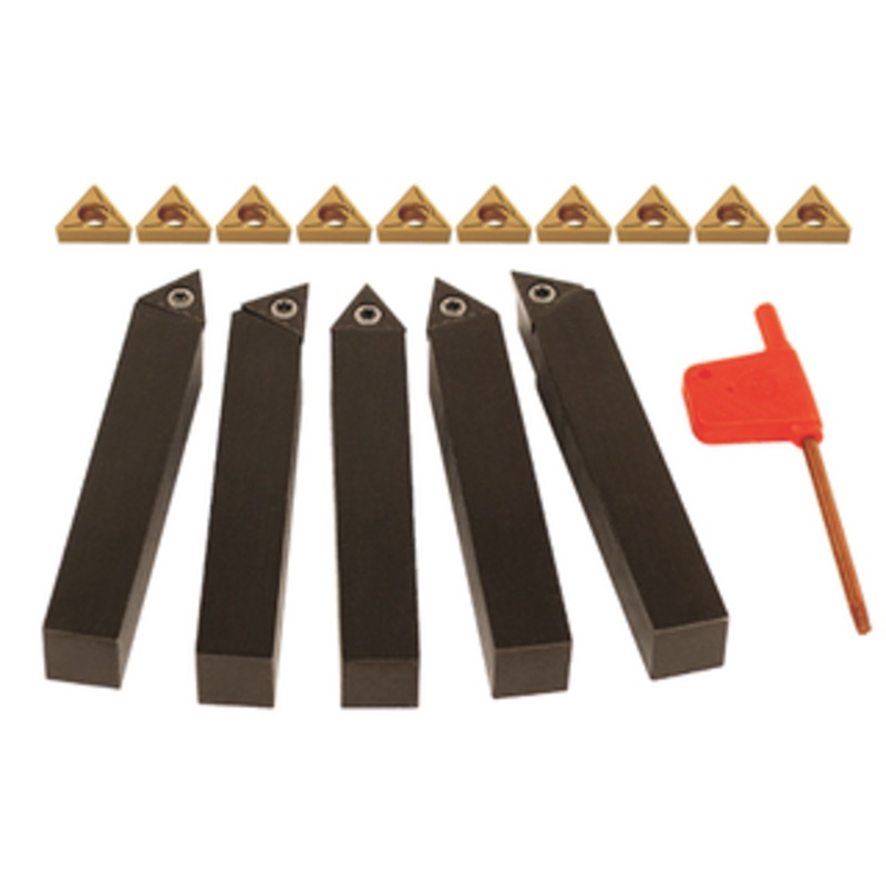 Terra Carbide 5 Piece External Turning Set, w/10 Additional Akuma TCMT2(1.5)1-MP1 CT25M Inserts, 3/8 Shank, OAL 6 – STC.06-2 TCMT SET W/10