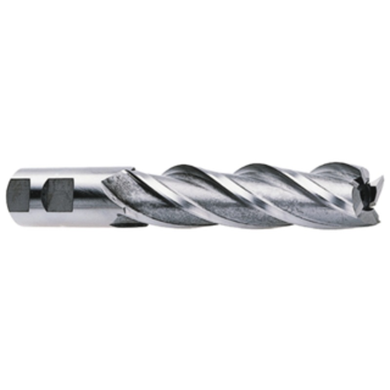 Precise 4 Flute H.S.S. Long Length Non-Center Cut Finishing End Mill, 1/4 Size, 3/8 Shank Diameter, 1-1/4 Length of Cut, 3-1/16 OAL
