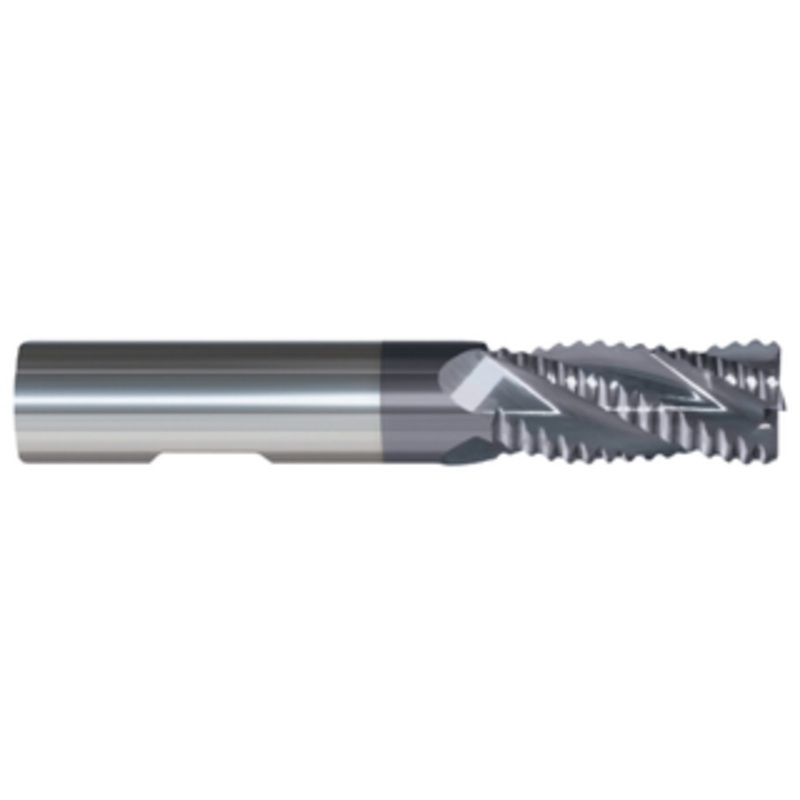 Rushmore USA 4 Flute Carbide AlTiN Coated Medium Pitch Roughing Single End Mill, 5/16 Size & Shank Diameter, 0.020 Chamfer 2-1/2 OAL