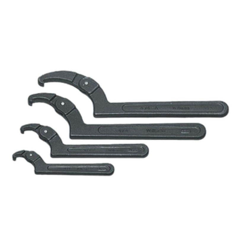 Williams 4 Piece Adjustable Hook Spanner Wrench Set, 3/4 – 8-3/4 Capacity, 5-3/8 – 17-1/2 Length – WS-474