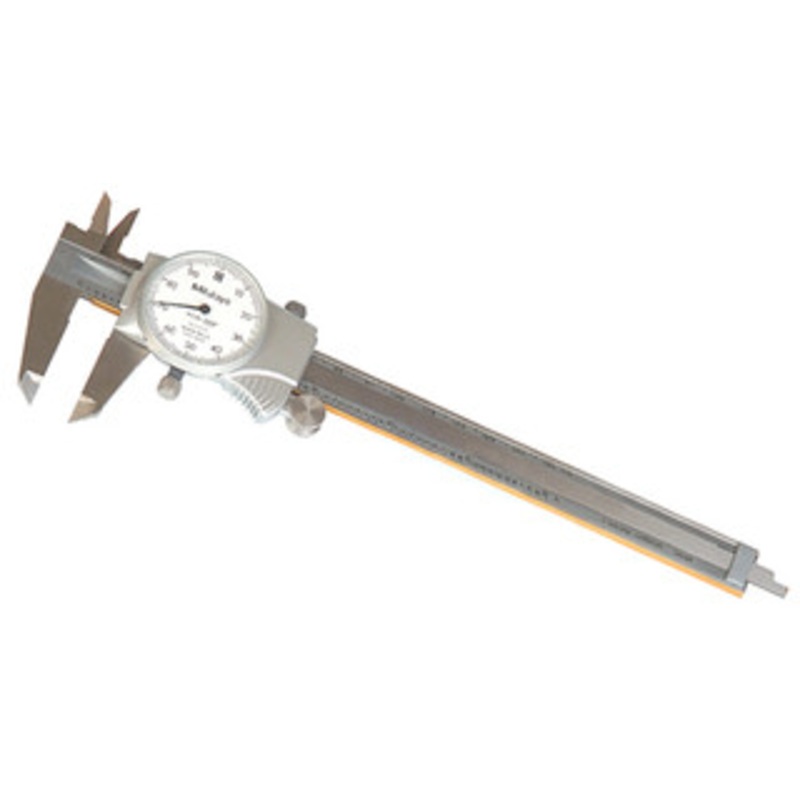 Mitutoyo 0 – 6 Range, White Face Dial Caliper, Jaw Depth 1-9/16 – 505-742J