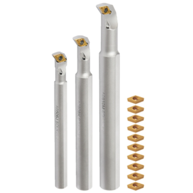 Terra Carbide SDUC_ Boring Bar Set (3/8, 1/2, & 5/8) With (10) DCMT2(1.5)1-MP1 CT25M AKUMA Inserts