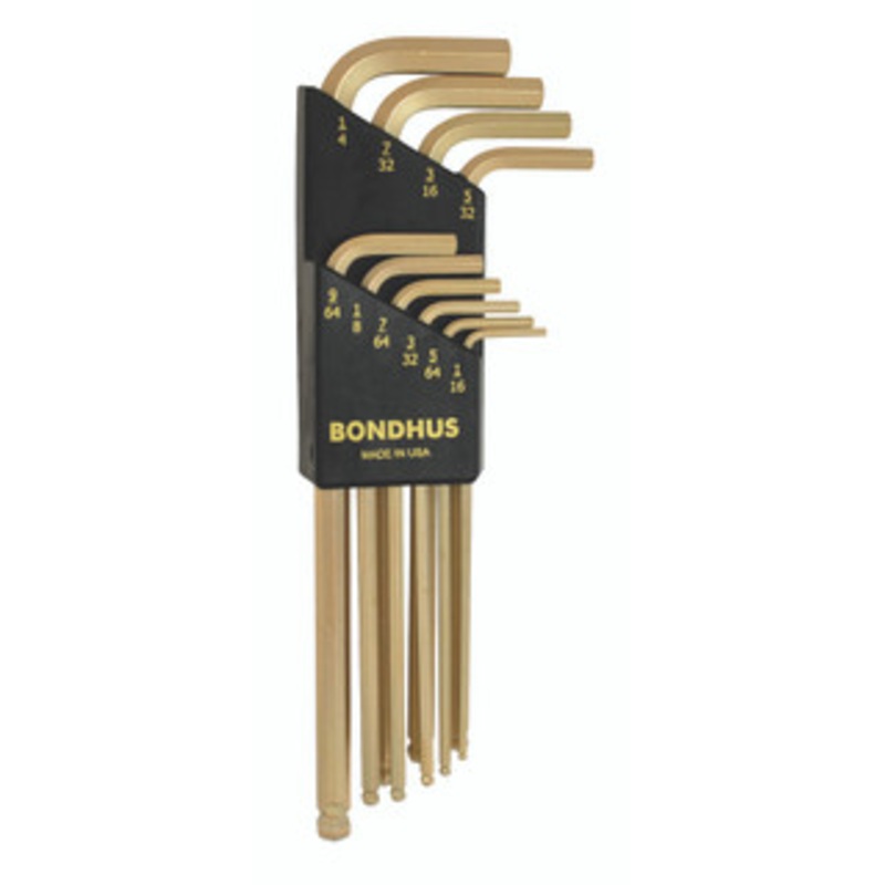 Bondhus 10 Piece 14K GoldGuard Gold Plate Balldriver L-Wrench Set 37938