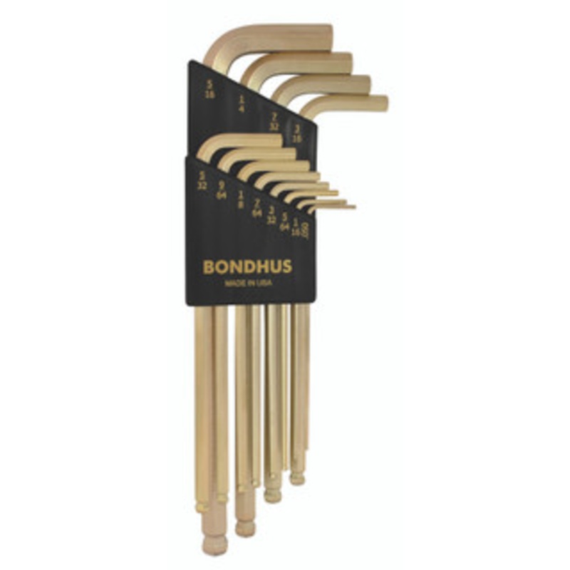 Bondhus 12 Piece 14K GoldGuard Gold Plate Balldriver L-Wrench Set 37936