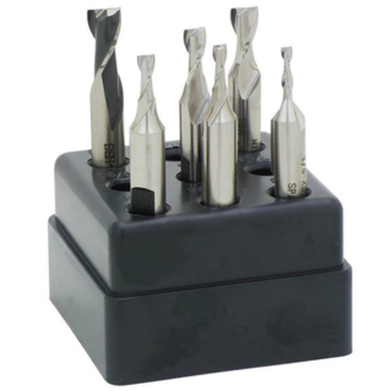 Precise 6 Piece 1/8-3/8 Shank HSS 2 or 4 Flute Double End Mill Sets