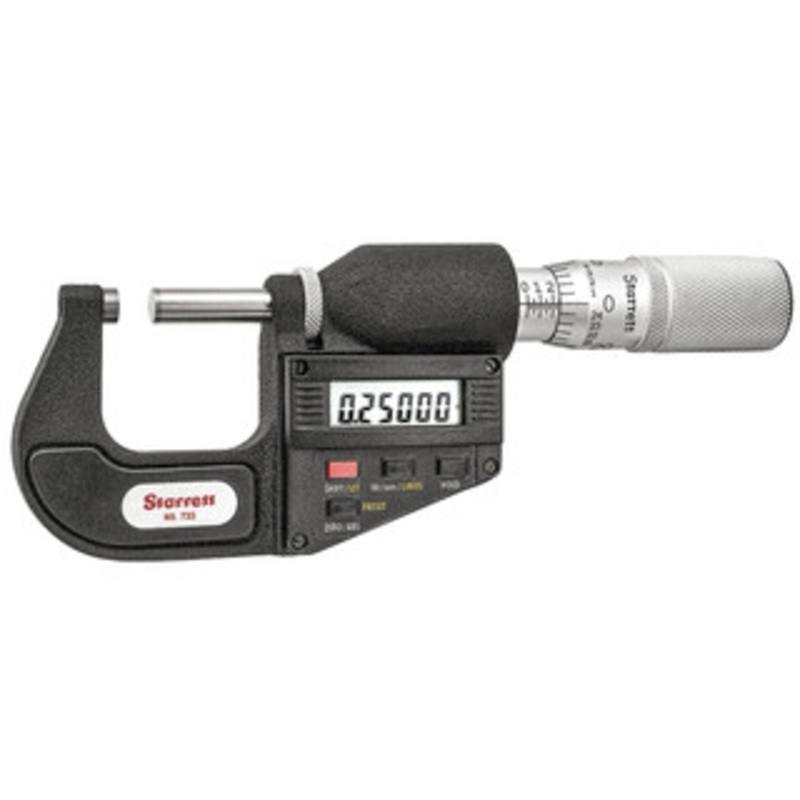 Starrett Electronic Micrometer, Friction Thimble, w/Data Output & SLC, EDP 66905, 0-1 – 733XFL-1-SLC