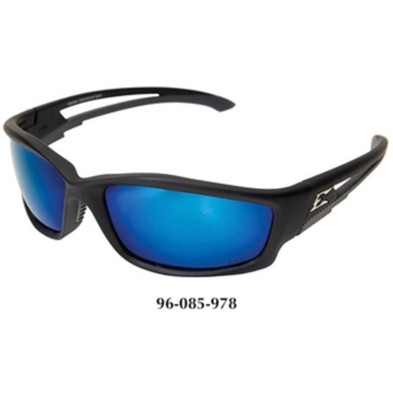 Edge Eyewear Kazbek Black Frame, Polarized Blue Mirror Lens Safety Glasses TSKAP218