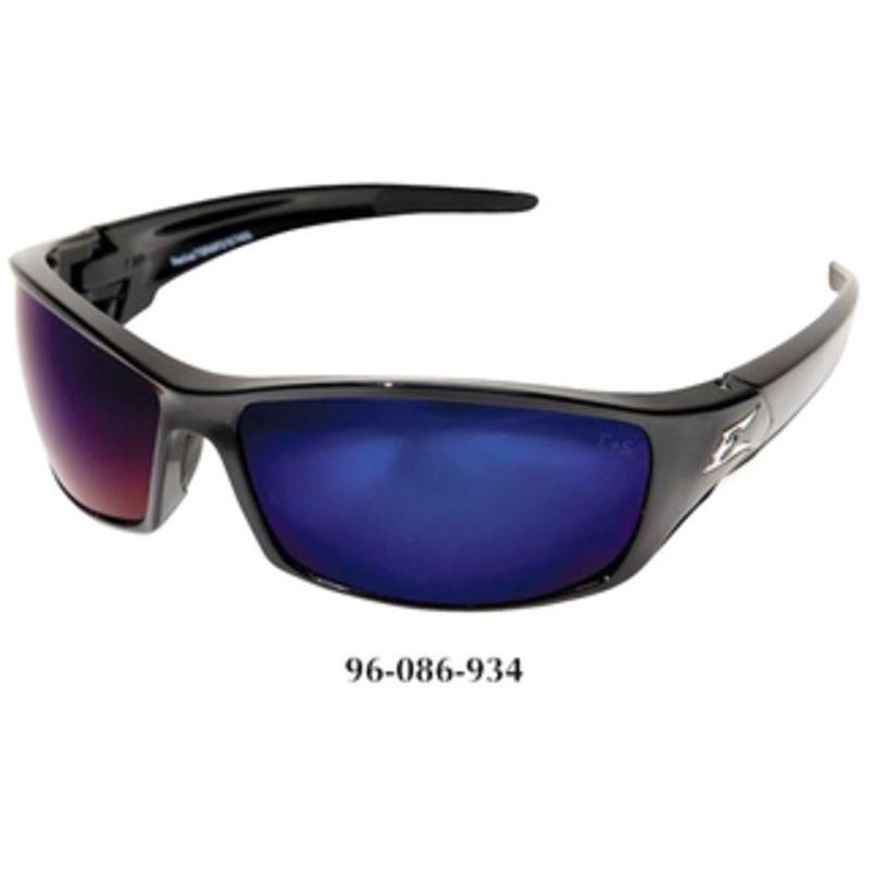 Edge Eyewear Reclus Black Frame, Polarized Blue Mirror Lens Safety Glasses TSRAP218